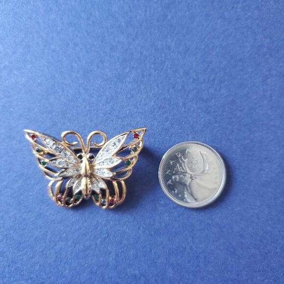 Vintage Signed D'ORLAN  Rhinestone Crystal Butterfly Brooch Pin - Picture 9 of 9